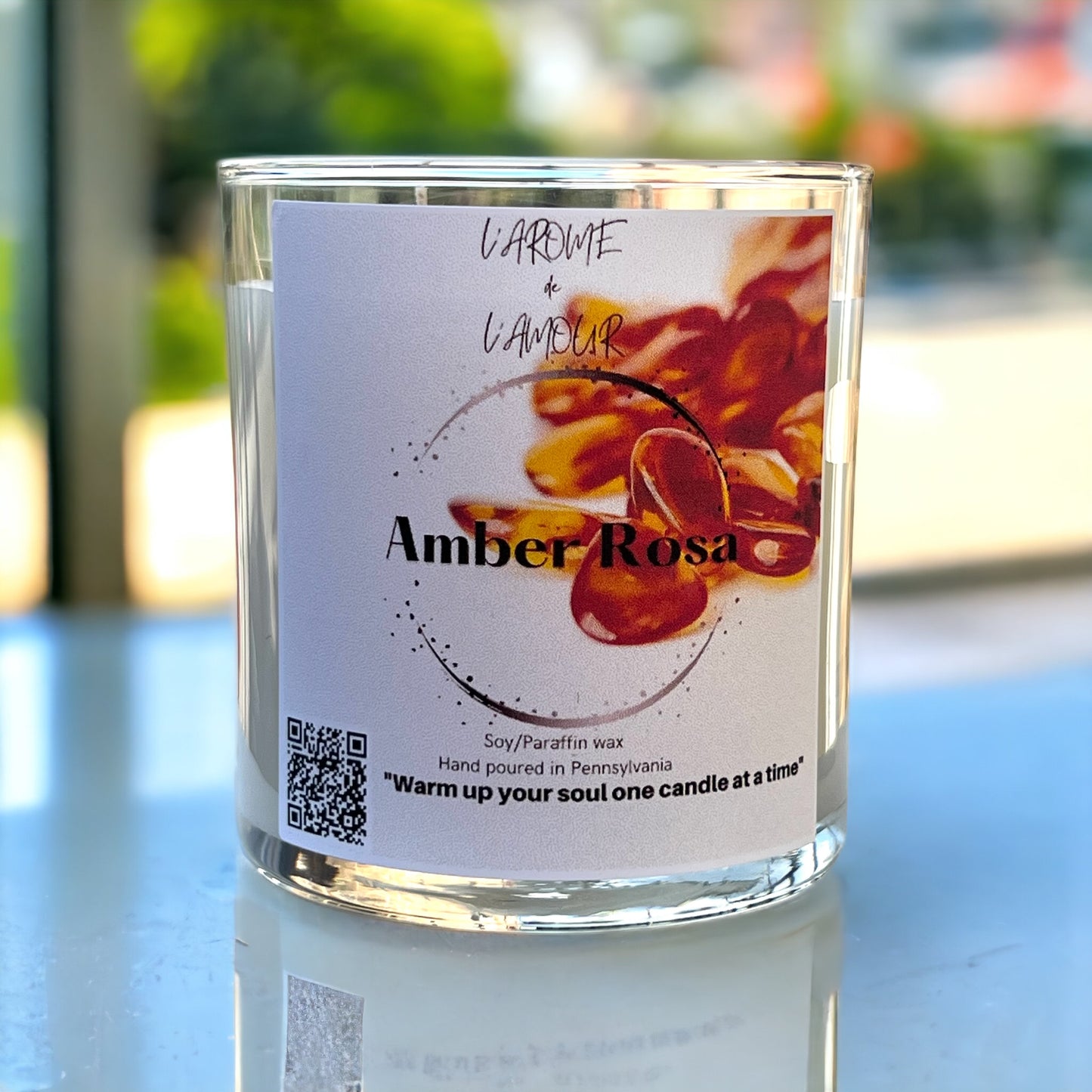 AMBER ROSA 9 OZ CANDLE